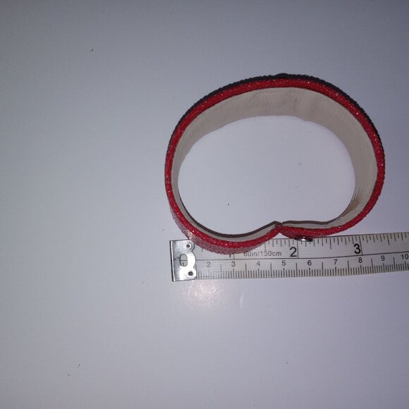 Genuine stingray cuff bracelet red with silver .925 decoration  Antique de Paris - Picture 5 of 16